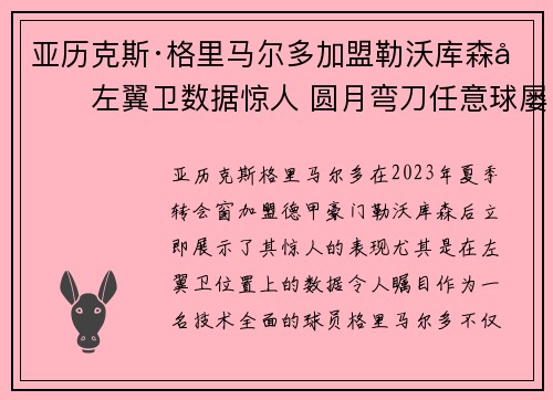 亚历克斯·格里马尔多加盟勒沃库森后左翼卫数据惊人 圆月弯刀任意球屡次救主 亚历克斯·格里马尔多加盟勒沃库森后左翼卫数据惊人 圆月弯刀任意球屡次救主